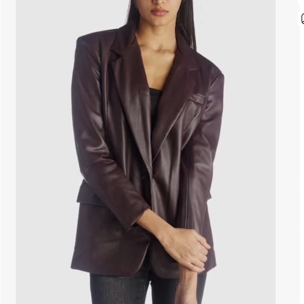Blank NYC Dark Burgundy Leather Blazer